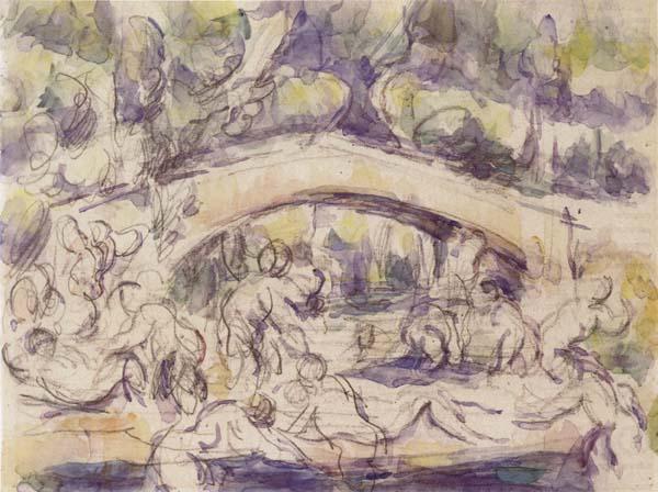 Paul Cezanne Bathers Beneath a Bridge china oil painting image